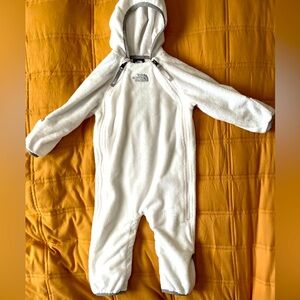 The North Face Infant White Buttery Fleece One Piece Coat Suit - white- 6-12 M